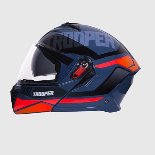 Studds Trooper Dv D1 Isi and Dot Certified Gloss Finish Flip-Up Full Face Motorcycling Helmet for Men and Women with Inner Sun Visor(Blue N8 M) - Image 2
