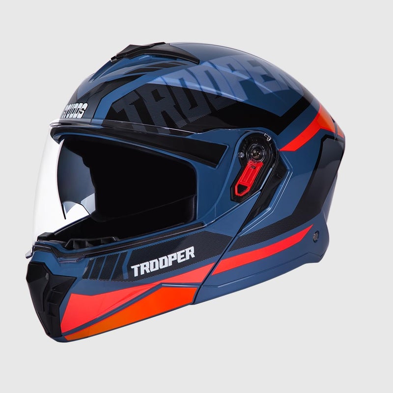 Studds Trooper Dv D1 Isi and Dot Certified Gloss Finish Flip-Up Full Face Motorcycling Helmet for Men and Women with Inner Sun Visor(Blue N8 M) - Image 4