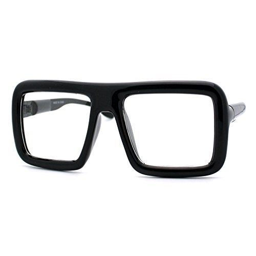 PASTL Thick Square Glasses Clear Lens Eyeglasses Frame Super Oversized Fashion Black - Image 1