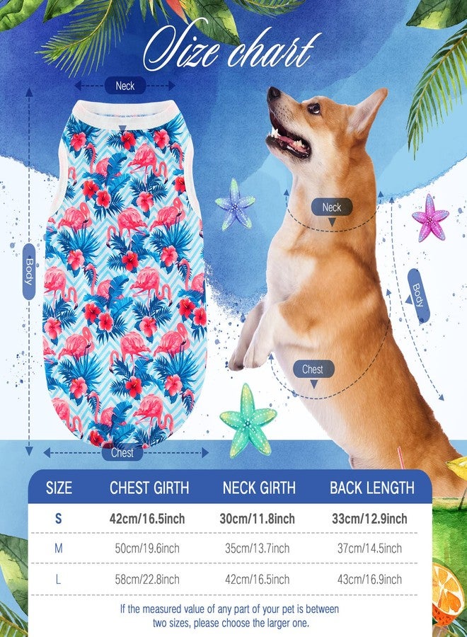 Kajaia 6 Pack Summer Flamingo Dog Shirts, Hawaiian Tropical Tank Tops Clothes Outfit for Dogs Luau Pool Summer Party Costume Cute Sleeveless Pet Apparel for Chihuahua Puppy Toy Breeds Cats(Small) - Image 2