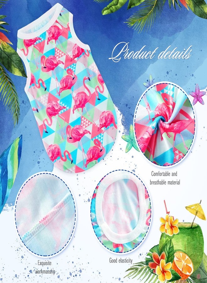 Kajaia 6 Pack Summer Flamingo Dog Shirts, Hawaiian Tropical Tank Tops Clothes Outfit for Dogs Luau Pool Summer Party Costume Cute Sleeveless Pet Apparel for Chihuahua Puppy Toy Breeds Cats(Small) - Image 4