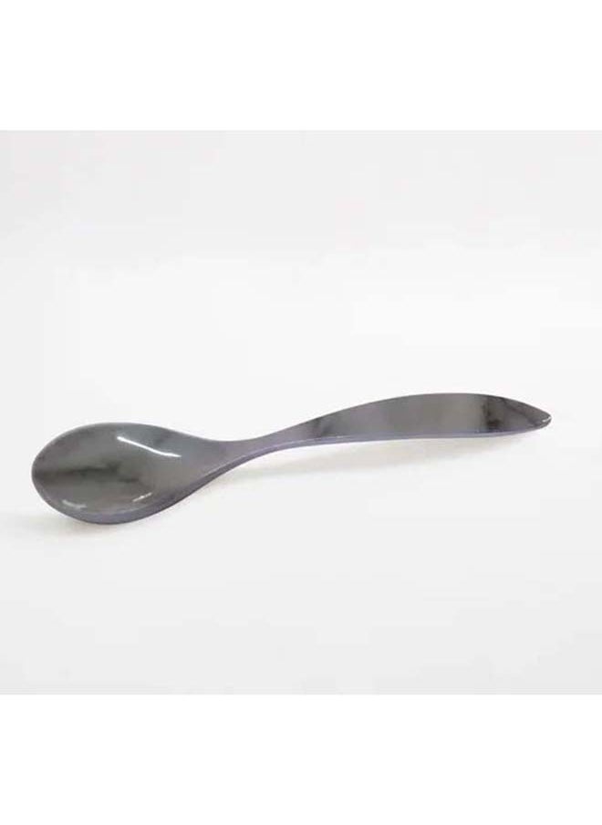 Bright Designs - Melamine Serving Bowl with Serving Spoon and Fork 
Set of 1 (D 26cm H 10cm) white Marble - Image 1