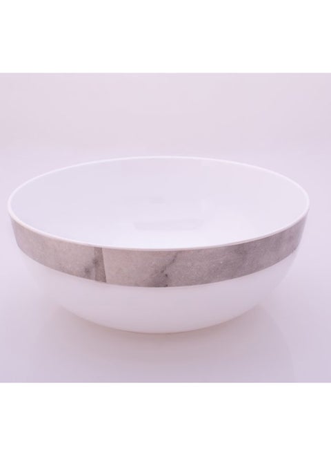Melamine Serving Bowl with Serving Spoon and Fork 
Set of 1 (D 26cm H 10cm) white Marble