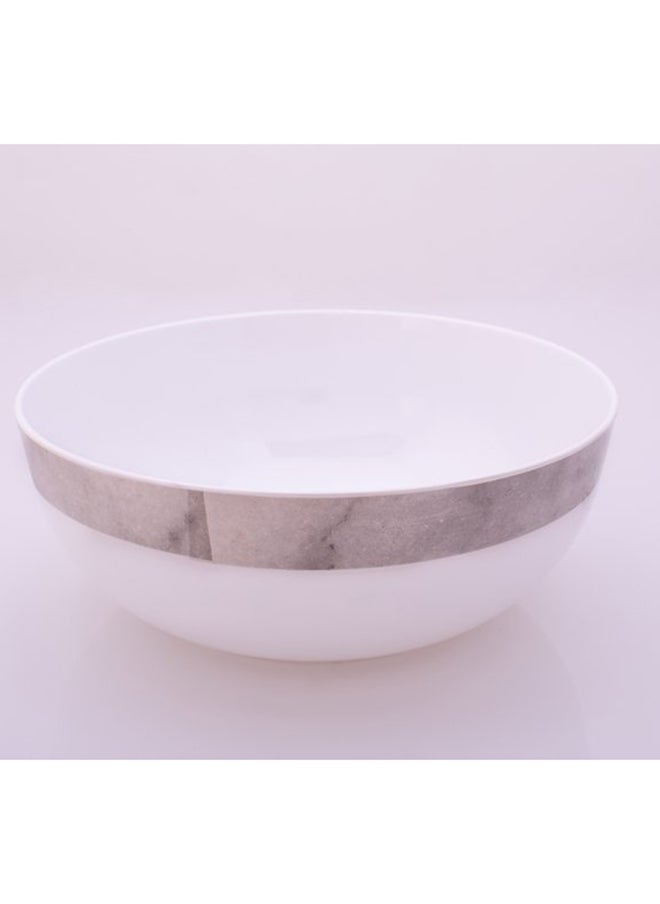 Bright Designs - Melamine Serving Bowl with Serving Spoon and Fork 
Set of 1 (D 26cm H 10cm) white Marble - Image 1