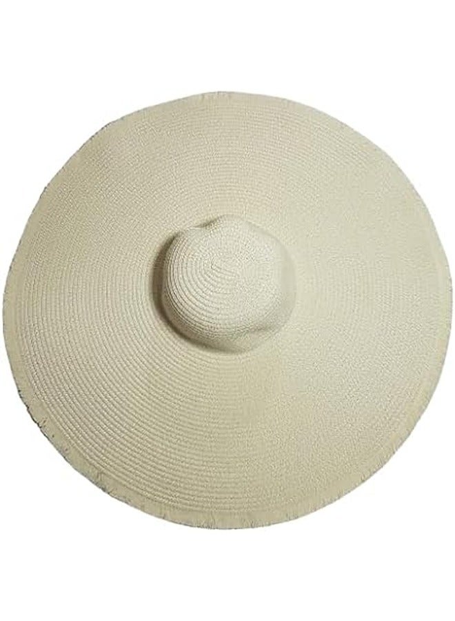 MerryGlam Women's Beach Hat - Brim Straw Girls' Summer Sunshade Cap for Travel, Foldable, Floppy, UV Protection,Creame, Size XL 60cm, 100% Paper Straw  - Image 1