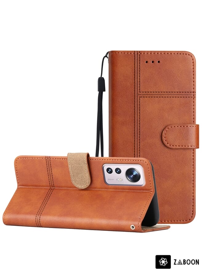 Zaboon Protective Case Cover For Xiaomi 12 Lite Business Style Cowhide Texture Leather - Image 1