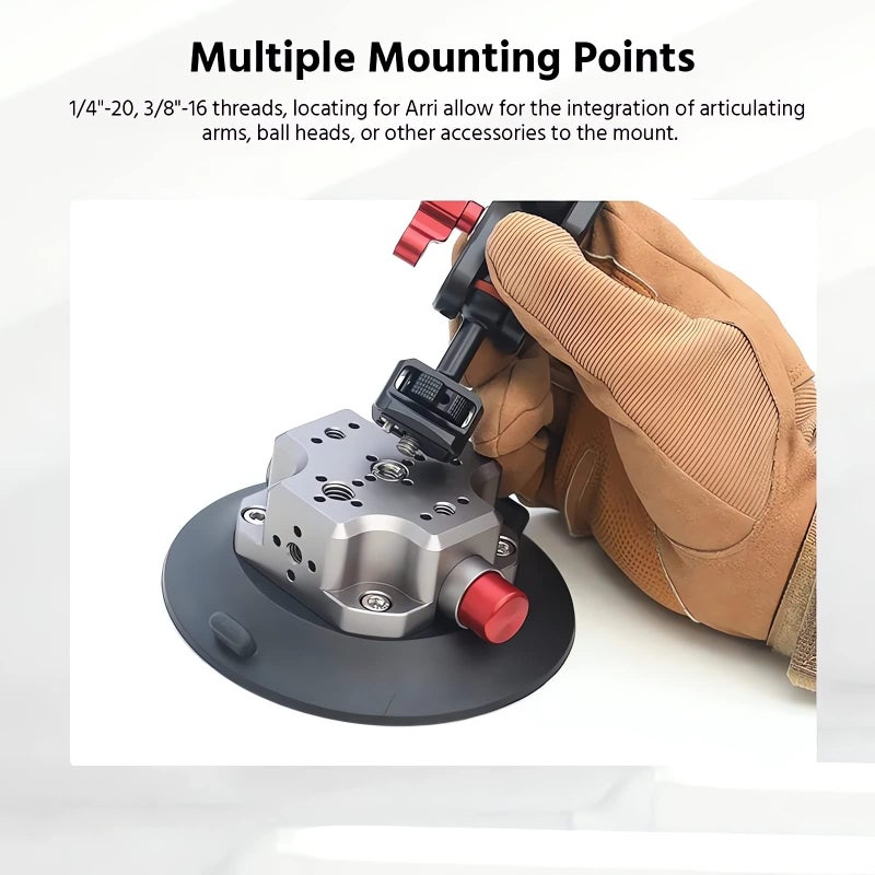 MIMIRACLE Camera Suction Cup Mount, 4.5" Pump-actived Vacuum Suction Mount Compatible with Action Cameras, DSLR Cameras, Securely Attach Your Camera -Black - Image 5