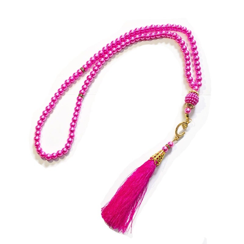eManco Tasbih Muslim Prayer Beads, 33Pcs 10mm Faceted Glass Crystal Misbaha, Islamic Rosary with Tassel, Multi Colors， - Image 1