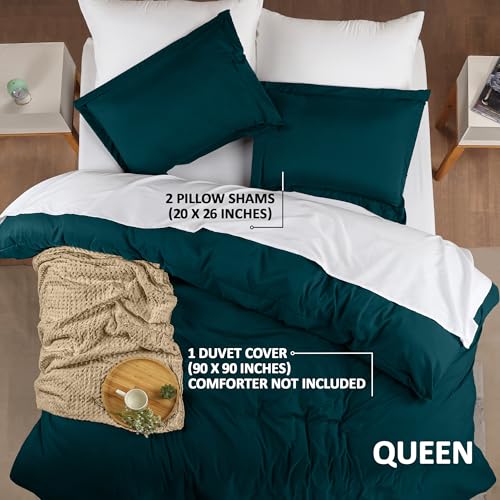 Utopia Bedding Duvet Cover Queen Size - 3 Piece with Zipper Closure - 1 Comforter Cover 90X90 Inches & 2 Pillow Shams 20X26 Inches (Teal) Comforter Not Included - Image 2