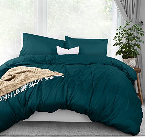 Utopia Bedding Duvet Cover Queen Size - 3 Piece with Zipper Closure - 1 Comforter Cover 90X90 Inches & 2 Pillow Shams 20X26 Inches (Teal) Comforter Not Included - Image 1