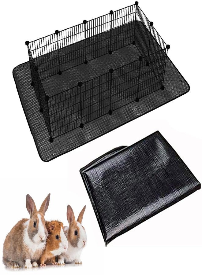 Oncpcare Waterproof Pet Playpen Mat for Rabbits 59×39 in - Protects Floors from Spills and Urine, Easy-Clean Cage Liner for Bunnies and Guinea Pigs (Black) - Image 1