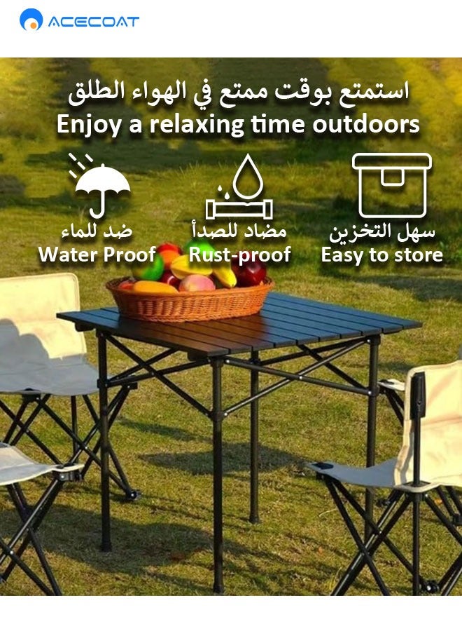 ايسكوت طاولة قابلة للطي وخفيفة الوزن وسهلة الحمل مع سطح من الالومنيوم وشنطة حمل، مثالية للاستخدام في الهواء الطلق والنزهات والطبخ والشاطئ والمشي لمسافات طويلة وصيد الاسماك والتخييم53×51×50 سم، أسود - Image 2