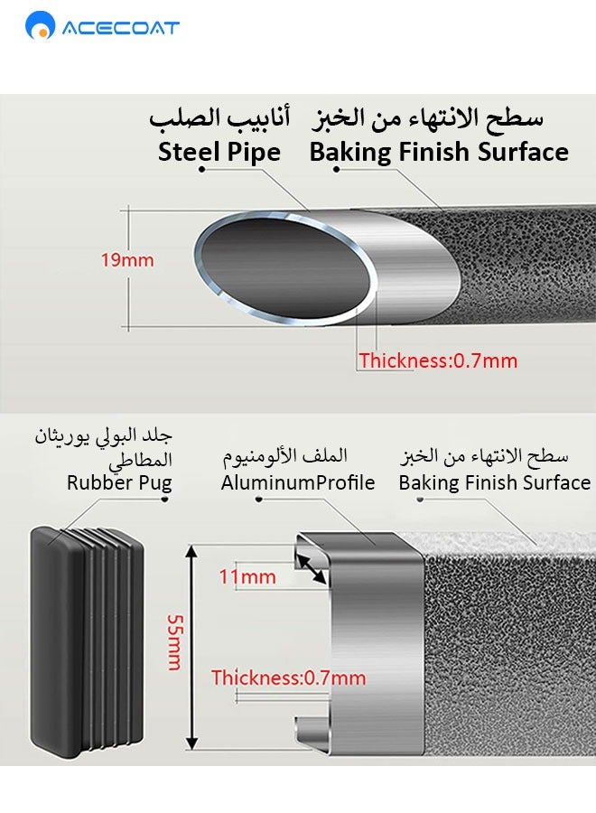 ايسكوت طاولة قابلة للطي وخفيفة الوزن وسهلة الحمل مع سطح من الالومنيوم وشنطة حمل، مثالية للاستخدام في الهواء الطلق والنزهات والطبخ والشاطئ والمشي لمسافات طويلة وصيد الاسماك والتخييم53×51×50 سم، أسود - Image 3