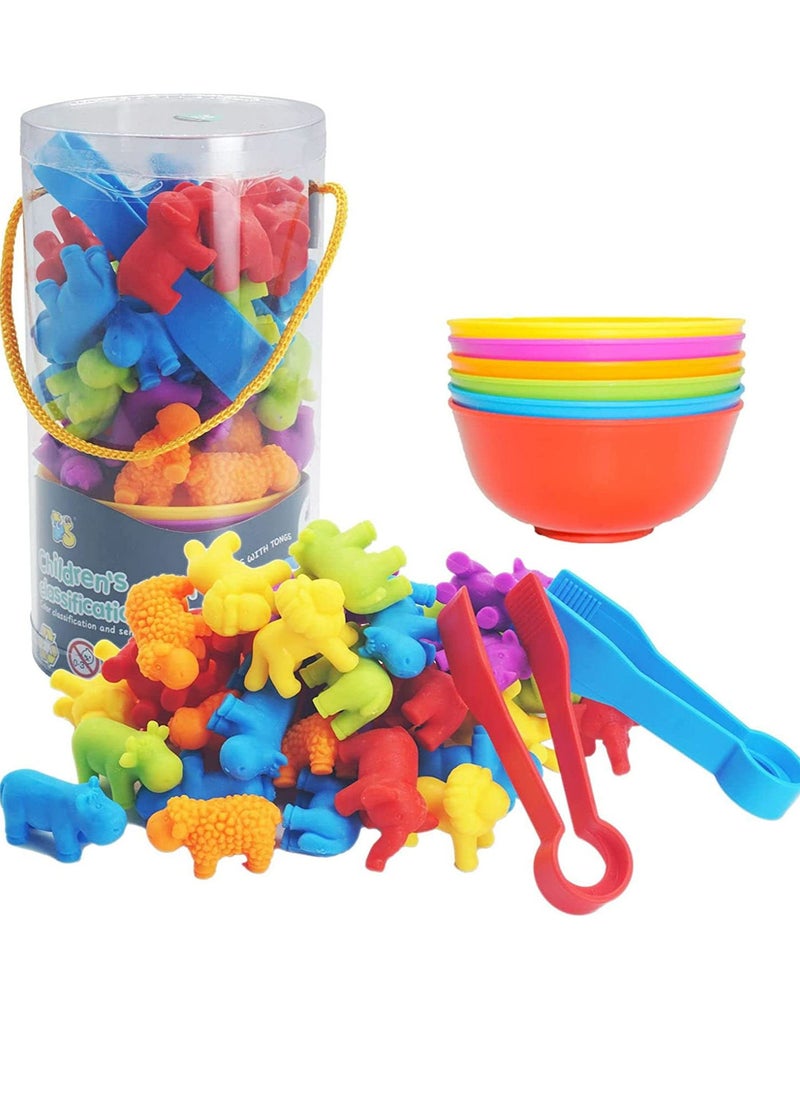 YelaJoy Counting Matching Game, Sorting Toys with Sorting Cups, Color Classification and Sensory Training Preschool Educational Learning Toys Set Gift for Toddlers Kids Boys Girls Ages 3+ (Animal)  - Image 1