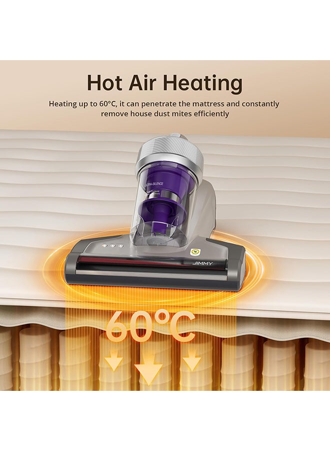 Jimmy Mattress Vacuum Cleaner, Anti-allergen Bed Vacuum Cleaner with UV-C Light & High Heating Tech, 14Kpa Suction 700W Powerful Handheld Vacuums for Dust & Pet Hair 500 ml 700 W JV35 Silver/Purple - Image 3