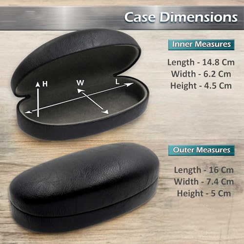 Styzere Hard Sunglasses Case for Medium, Large & Oversized frames with cleaning cloth & Pouch, Black (Black 1 Set) - Image 4