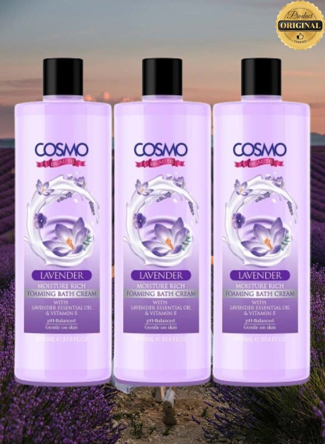 COSMO 3 Pieces Beauty Lavender Moisture Rich Foaming Bath Cream With Lavender Essential Oil And Vitamin E  - Image 1