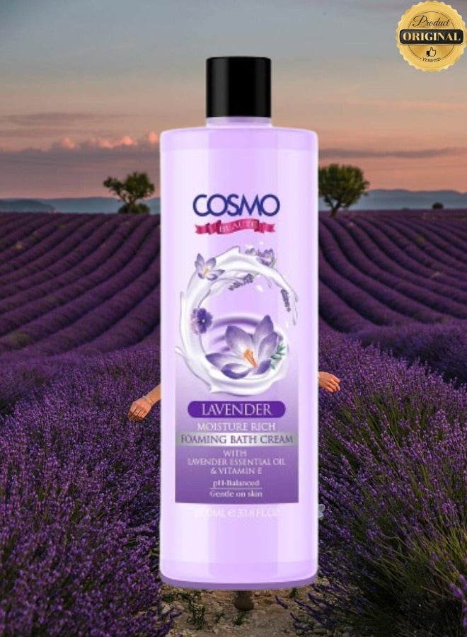 COSMO 3 Pieces Beauty Lavender Moisture Rich Foaming Bath Cream With Lavender Essential Oil And Vitamin E  - Image 2