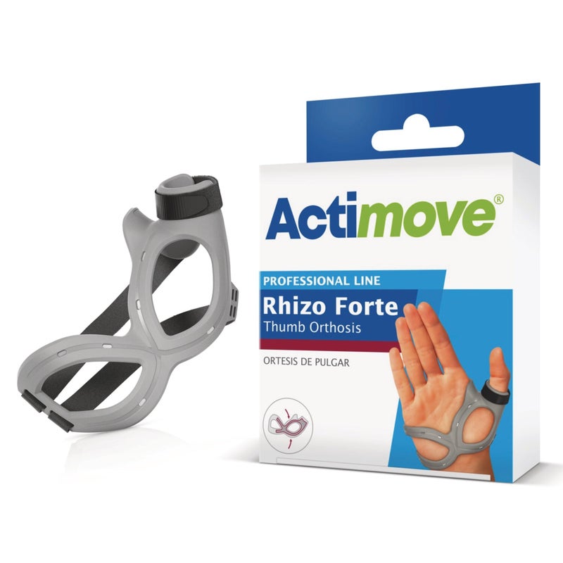 Actimove Professional Line Rhizo Forte Thumb Orthosis â€“Thumb Brace for Osteoarthritis, Skierâ€™s Thumb, Rheumatoid Arthritis, Sprains â€“ Patented Design â€“ Right â€“ Grey, Medium - Image 1