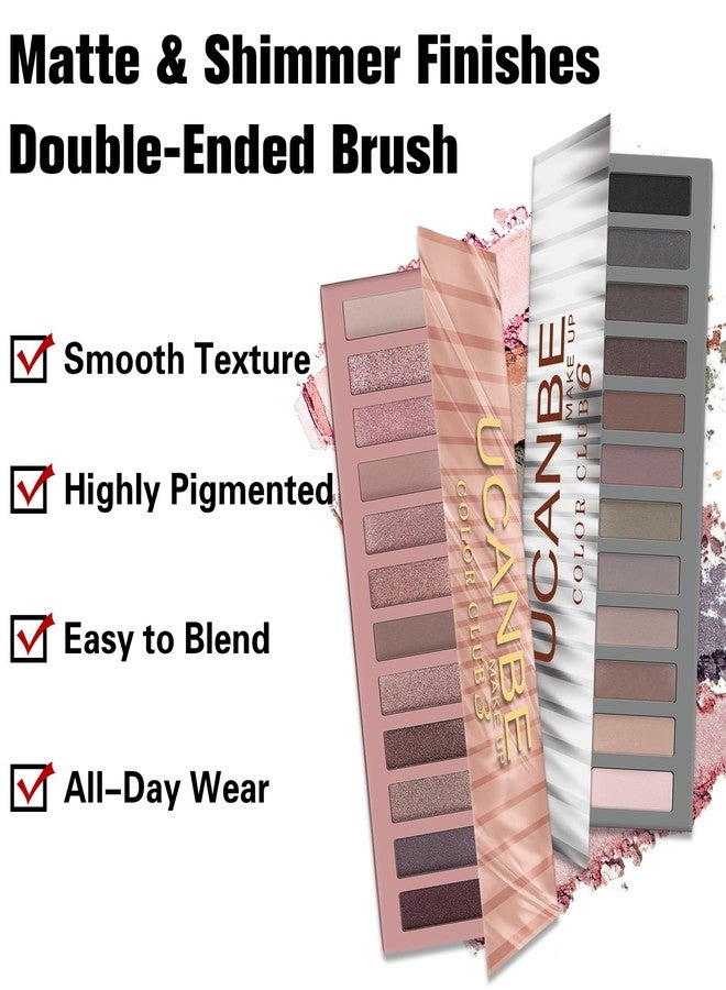 UCANBE 2 PCS Eyeshadow Makeup Palette Kit, 12 Color Nude Eye Shadow Set, Neutral Matte Shimmer Make Up Pallet With Double-Ended Brush, Highly Pigmented Long Lasting Waterproof - Image 4