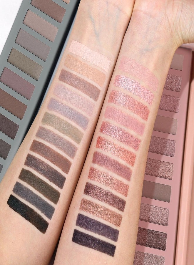 UCANBE 2 PCS Eyeshadow Makeup Palette Kit, 12 Color Nude Eye Shadow Set, Neutral Matte Shimmer Make Up Pallet With Double-Ended Brush, Highly Pigmented Long Lasting Waterproof - Image 3