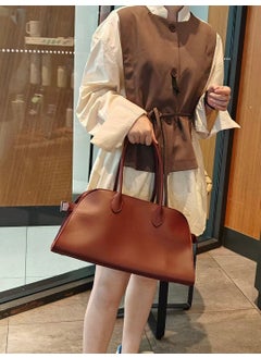 Generic Margaux Minimalist Large Capacity Genuine Leather Tote Bag Womens Shoulder Crossbody Bag EW Row Pack Simple Stylish Handbag Angora red 