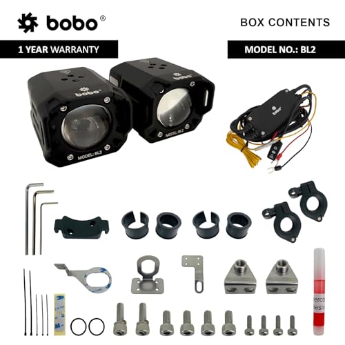 BOBO BL2 Premium Motorcycle Auxiliary Lights, IP68 Waterproof, 9000 Lumens LED, Dual Colour 6000K/3000K, Multiple Beam Modes - Image 4
