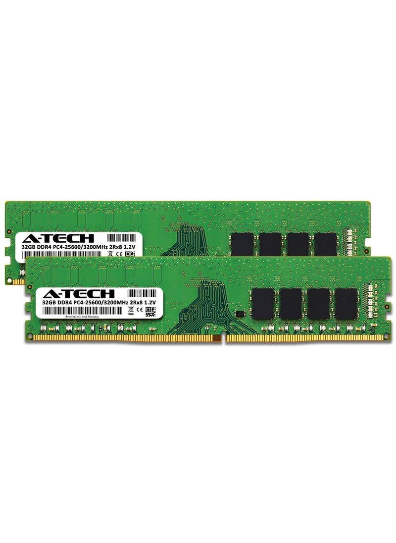 A-TECH A-Tech 64GB (2x32GB) DDR4 3200 MHz UDIMM PC4-25600 (PC4-3200AA) CL22 DIMM 2Rx8 Non-ECC Desktop RAM Memory Modules  - Image 2