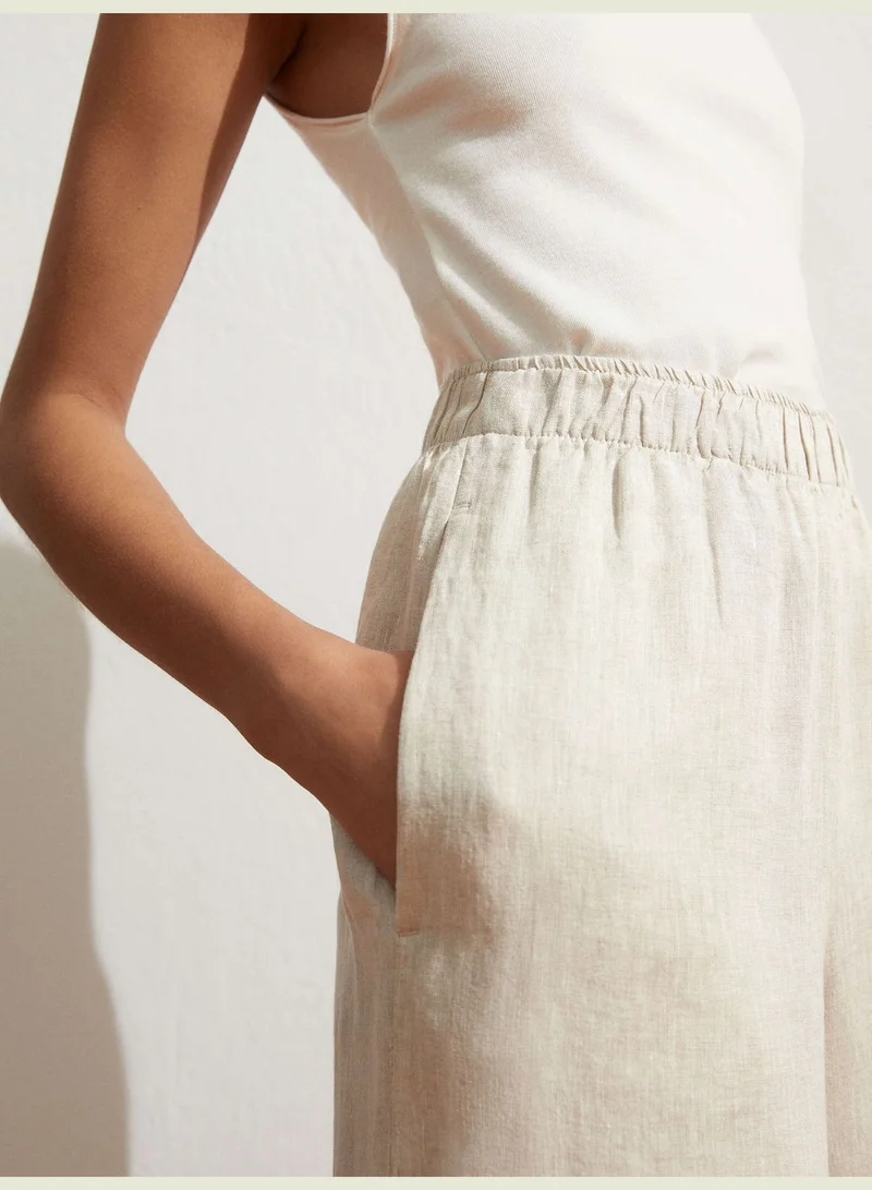 oysho 100% linen palazzo trousers