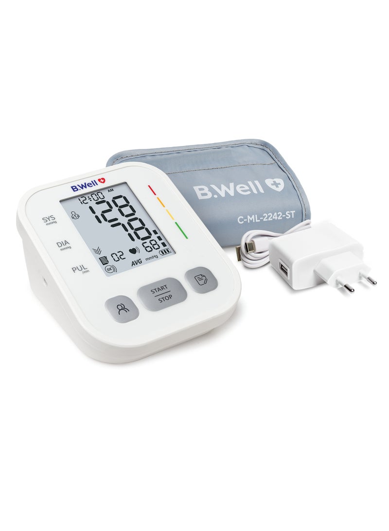 بي.ويل جهاز PRO-25 الأوتوماتيكي لقياس ضغط الدم من أعلى الذراع مع كفة 22-42 سم ومحول USB-C - Image 1