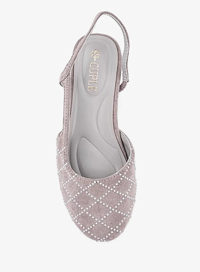 Cuple Grey Girls Block Heel Slingback Heels for Women | Best Price UAE