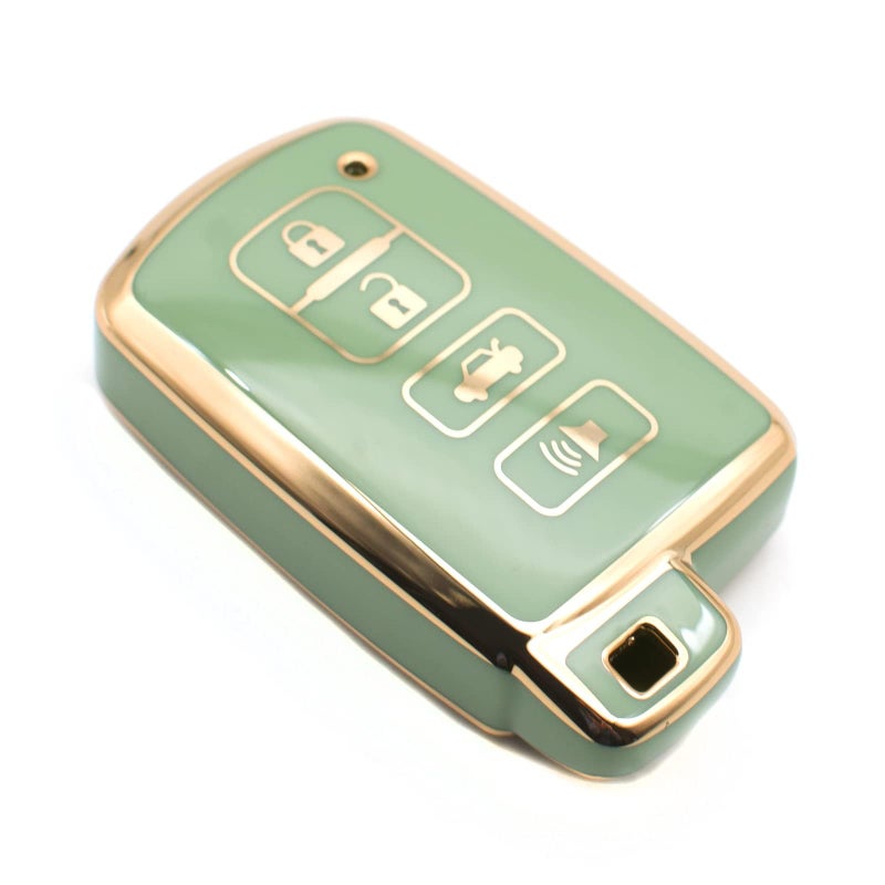 FEYOUN Key Fob Cover Compatible with Toyota Avalon Camry Corolla RAV4 Sequoia Highlander 4Runner Smart 4 Buttons TPU Remote Keyless Key Fob Case Protection Shell Accessories Green