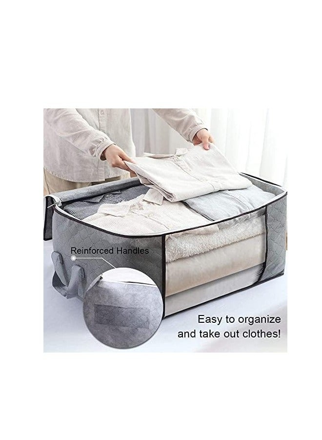 THMINS مجموعة حقائب تخزين كبيرة مقاس 60 × 40 سم مكونة من 5 قطع من ثمينز، صناديق تخزين للملابس قابلة للطي مع مقابض متينة وقماش سميك للبطانيات واللحاف والملابس والمفروشات سعة 90 لتر - Image 5
