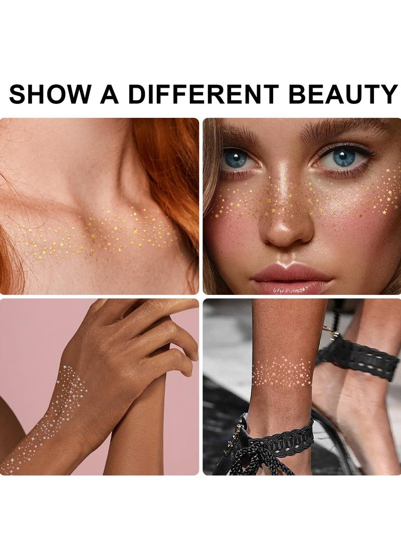 20 قطعة نمش ذهبي لامع بريق النمش الذهبي وشم مؤقت للوجه، بقع مكياج بريق النمش اللامع للوجه - Image 2