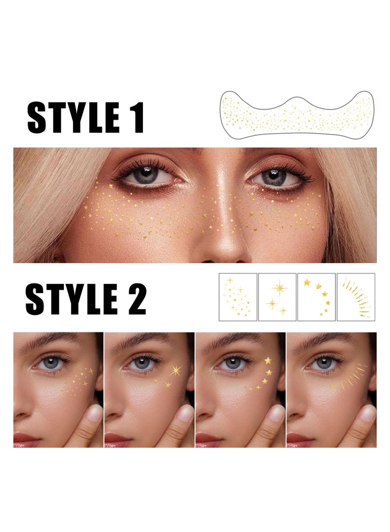 20 قطعة نمش ذهبي لامع بريق النمش الذهبي وشم مؤقت للوجه، بقع مكياج بريق النمش اللامع للوجه - Image 5