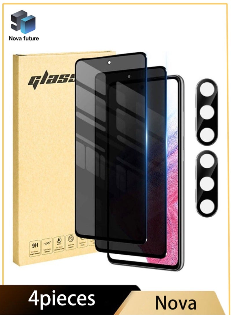 مستقبل نوفا واقي شاشة للخصوصية Samsung Galaxy A55 مع واقي عدسة الكاميرا، ودعم فتح بصمة الإصبع، حساس للمس، واقي شاشة مضاد للخدش بقوة 9H خالٍ من الفقاعات لهاتف Samsung A55 5G (2+2 حزمة) - Image 1