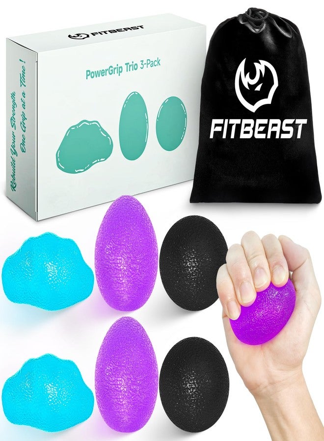 FitBeast Stress Balls for Adults, Hand Exercise Balls 6 Pack, Stress Relief & Grip Strength Trainer, Squishy Balls & Squeeze Balls for Arthritis, Carpal Tunnel, Hand Therapy with 3 Resistance Levels - Image 1