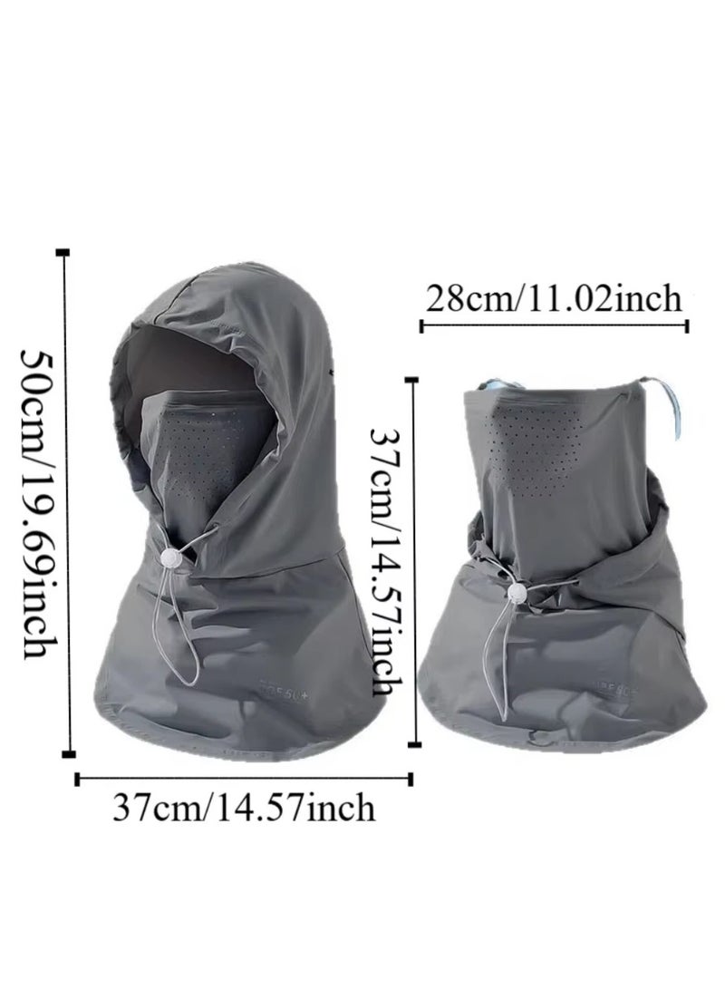 Generic Summer Anti-UV Sunscreen Hat With Mask Shawl Breathable Ice Silk Pullover Cap Head Wrap Unisex Beach Cap For Outdoor Sports - Image 3