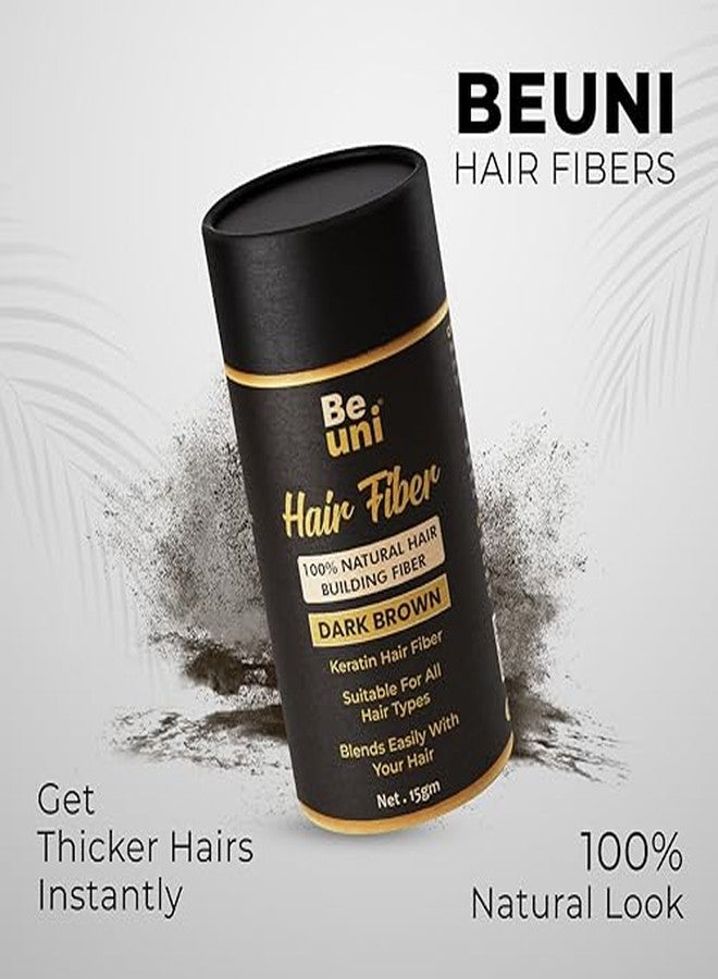 Beuni Hair Fibers for Thickening Undetectable & Natural - Completely Conceals Hair Loss in 15 Sec -Thickener & Topper for Fine for Women & Men Hair Fibre Dark Brown-15gm - Image 3
