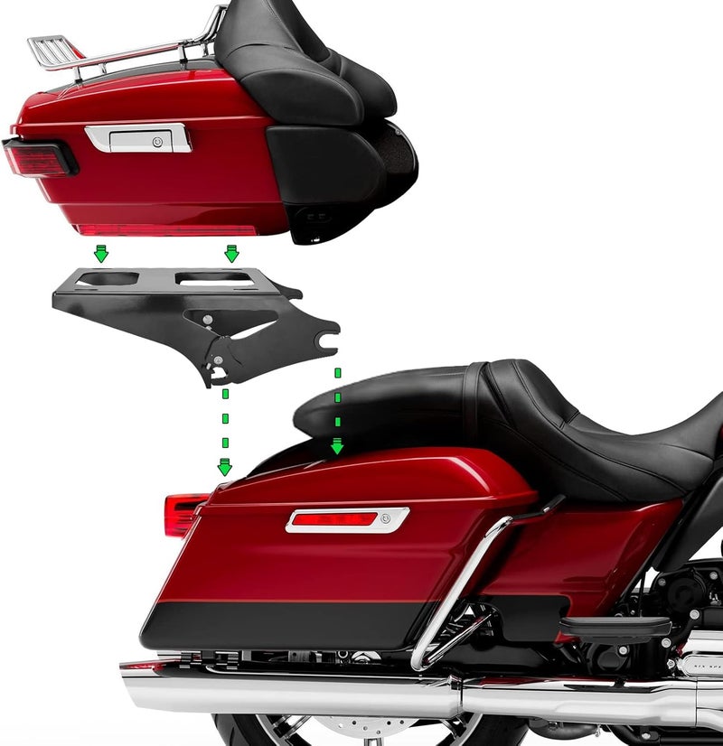 MoFun Detachable Tour Pack Mounting Rack Trunk Mount Compatible with Harley Touring Road King Electra Glide Road Glide Street Glide 2014-2024 Gloss Black - Image 4