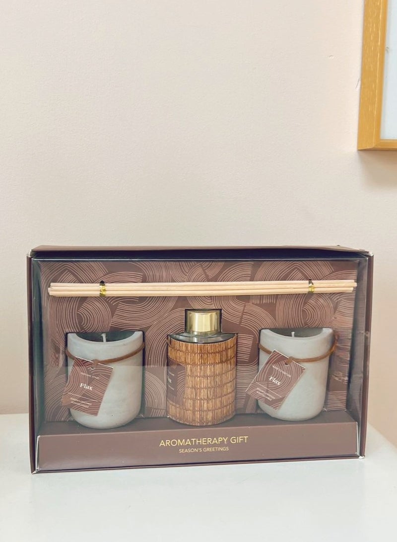 3 in 1   alcohol-free Scented Candles&Reed Diffuser Set（FLAX)  - Image 1
