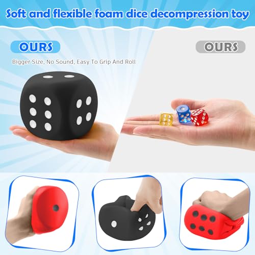 Zomiboo 2 Pcs 393 Large Foam Dice for Classroom Jumbo 6 Sided Giant Dice Casino Party Decoration Squeeze Anxiety Stress Relieve Toy Gifts for Valentines Day Adults Kids Board Game Red Black - Image 5