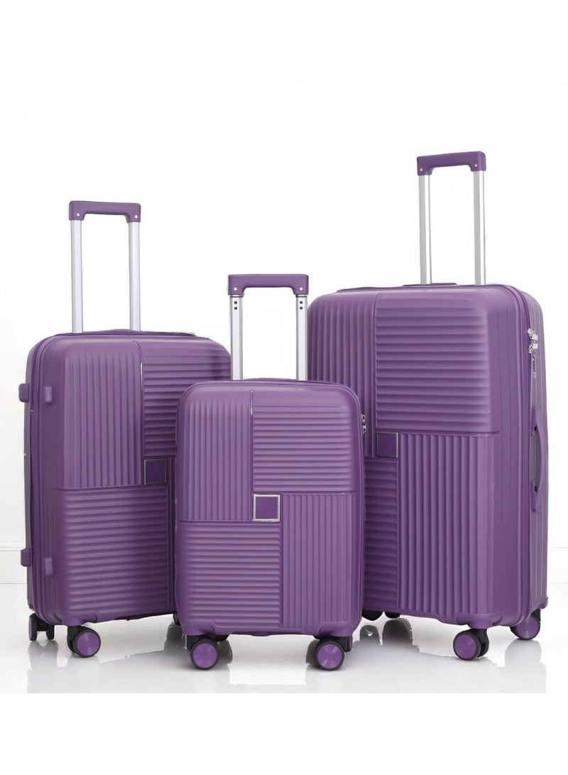 Unisex PP Fashion Trolley Luggage Set Lightweight Hard-Shell Spinner luggage with 4 Double Spinner Wheel and 3-Digit Combination Lock
