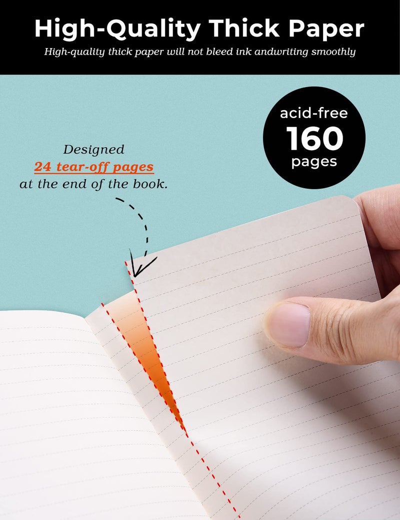 AISBUGUR Pocket Notebook Small Notebook 2-Pack, 3.5" x 5.5" Pocket Notebooks Hardcover with Thick Lined Paper, Inner Pockets, Cover Letter Embossing Design Mini Journal Notepad 1Black 1Brown Leather - Image 2