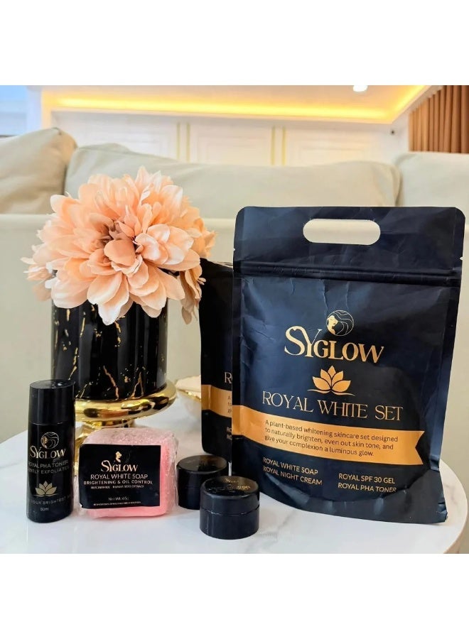 Sy Glow Royal White Set – Professional Whitening Care for Face & Skin Crafted for individuals seeking effective skincare support, this complete set helps improve skin tone appearance, minimize dullness, and encourage a smoother, healthier-looking complexion with regular use. - Image 1