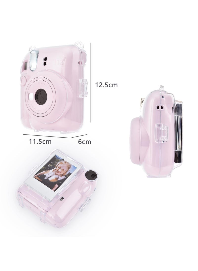 RTYY - Clear Case Compatible With Fujifilm Instax Mini 12 Instant Camera Transparent Protective Case With Photo Storage Pocket Cute Sticker And Strap - Image 1