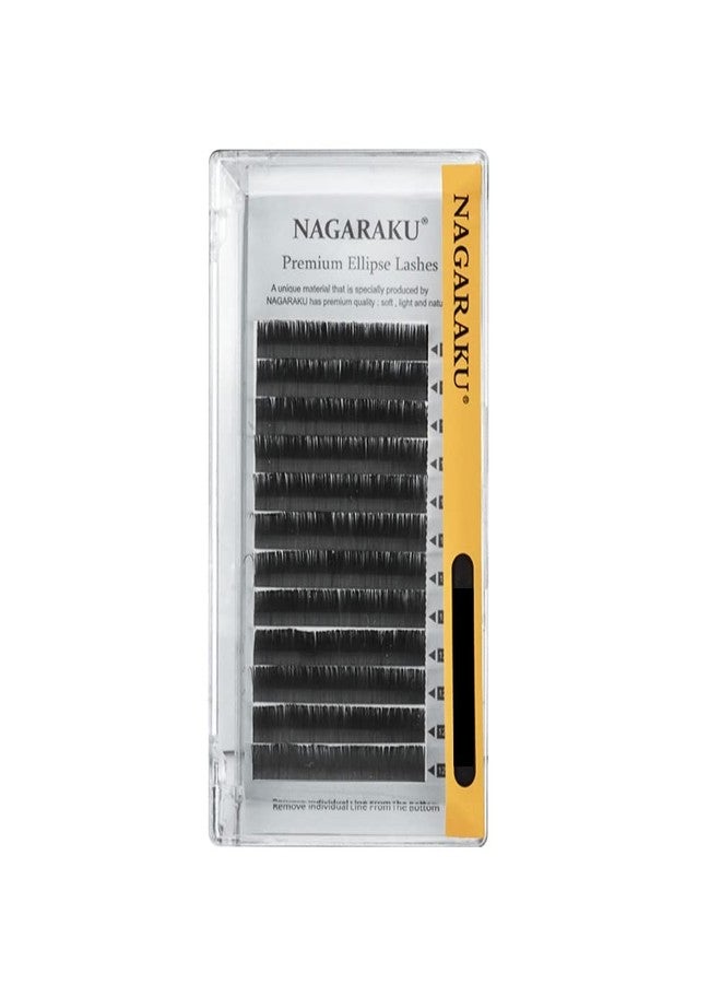 NAGARAKU Ellipse Eyelash Extensions Flat Split Tips Individual Lash 0.15mm D curl 13mm Matte Black Classic Lash Supplies (13mm, 0.15 D -ellipse-black) - Image 1