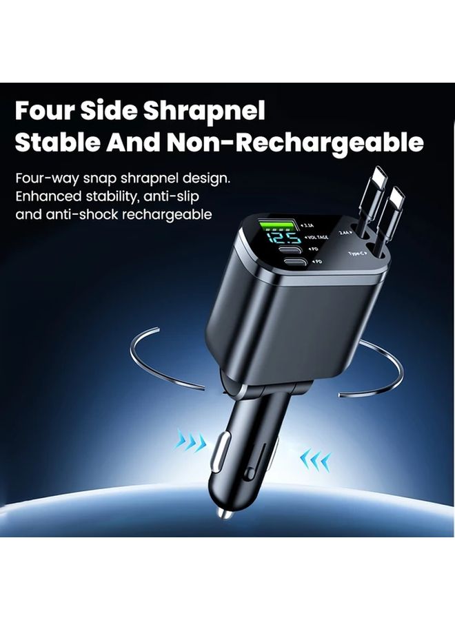 150W Black Car Charger With Dual USB A And Type C Ports Fast Charging Adapter - Image 5
