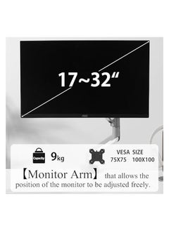 erorex Single Monitor Arm Fits up to 32 inches Swivel and Height Adjustable Gas Spring Computer Monitor Stand 4.4-19.8lbs C-Clamp VESA 75mm 100mm Silvery Gray-Single Arm  - Image 4