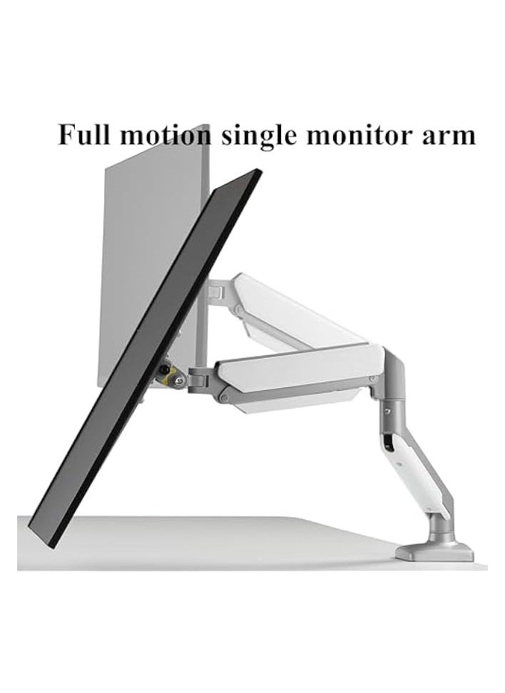 erorex - Single Monitor Arm Fits up to 32 inches Swivel and Height Adjustable Gas Spring Computer Monitor Stand 4.4-19.8lbs C-Clamp VESA 75mm 100mm Silvery Gray-Single Arm - Image 1